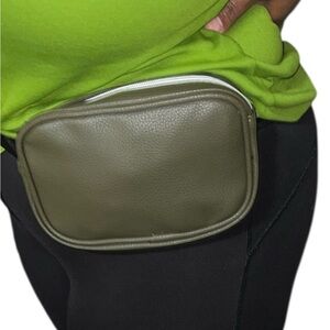 Faux Leather Olive Green Belt Bag